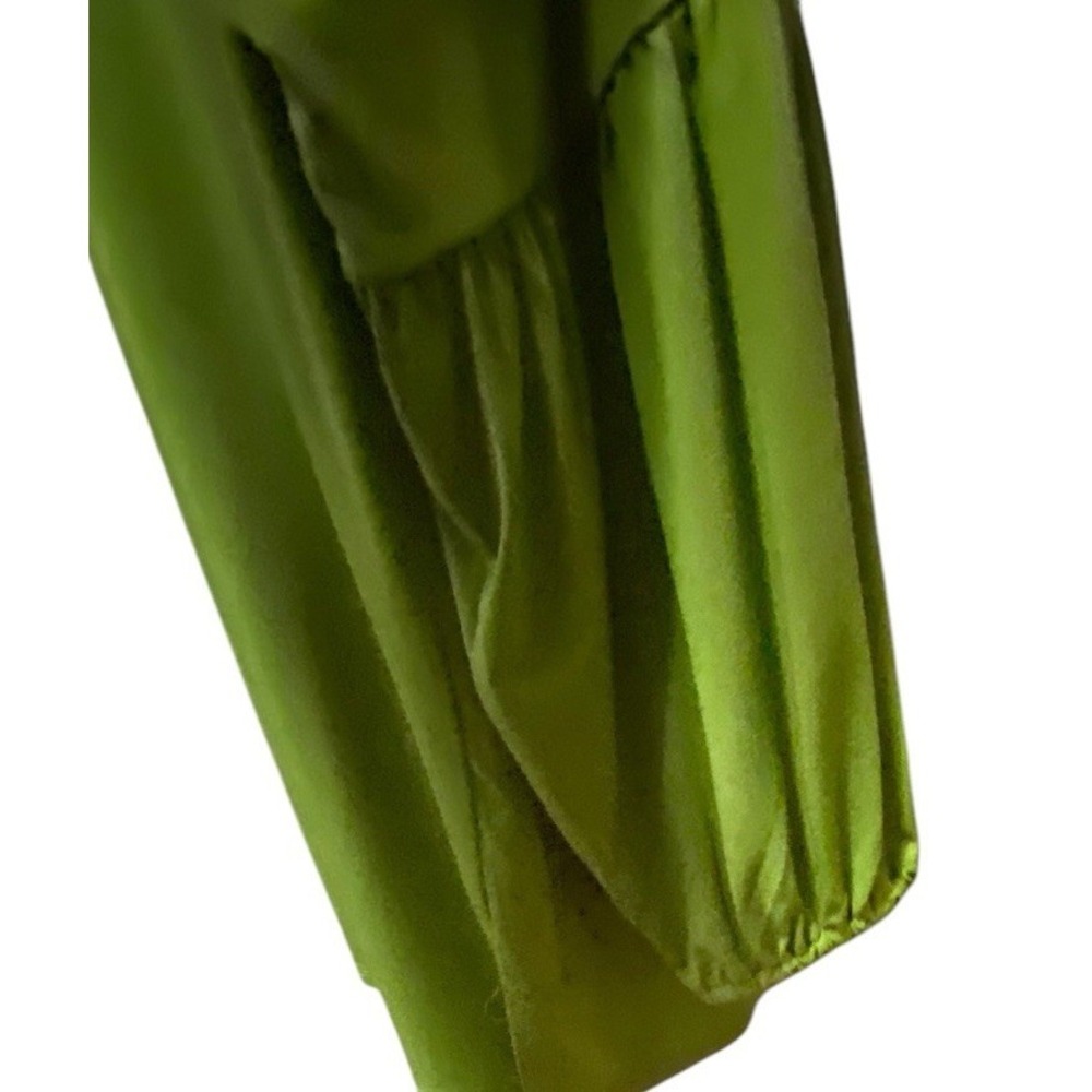 Carmen Marc Valvo Womens Top 3X Green Studded Zip Bell Sleeve Stretch Blouse - Picture 8 of 9